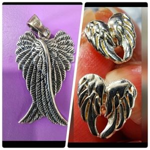 Bundle of 2: 925 Angel pendant and 925 angel studs, not matching set